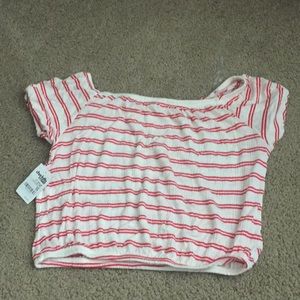 Red and white crop top